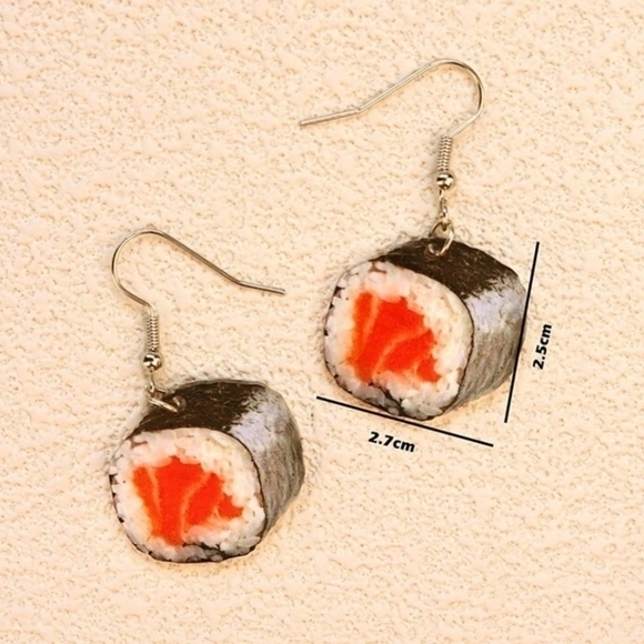 Sushi Roll Design Earrings Doubled Sided‎ Fun Novelty Acrylic - Picture 3 of 7
